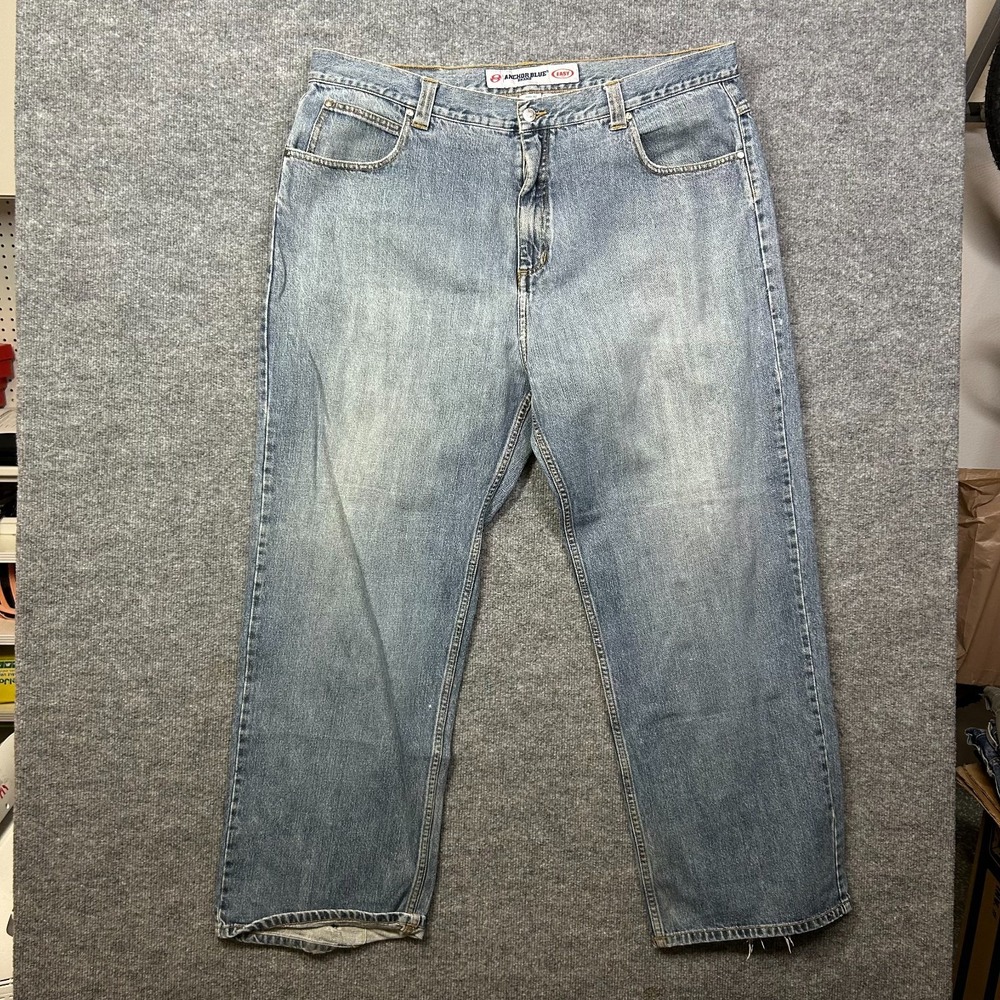 Anchor Blue Easy Fit Jeans Mens 42x32 Blue Good Vintage Light Wash Relaxed